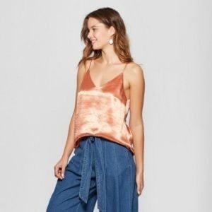 Satin silk material orange cami